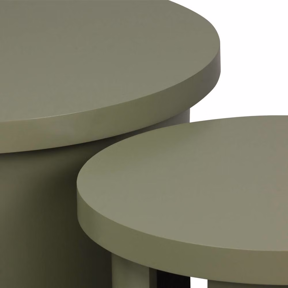sweeek Set of 2 Modern Round Nesting Coffee Tables in Khaki – 3