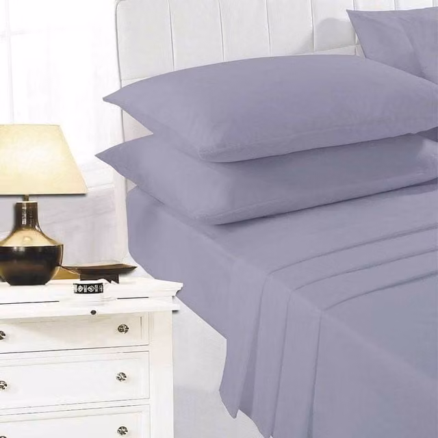 K Collection Purple Cotton Percale Fitted Sheet, W/D/H: 140 x 200 cm