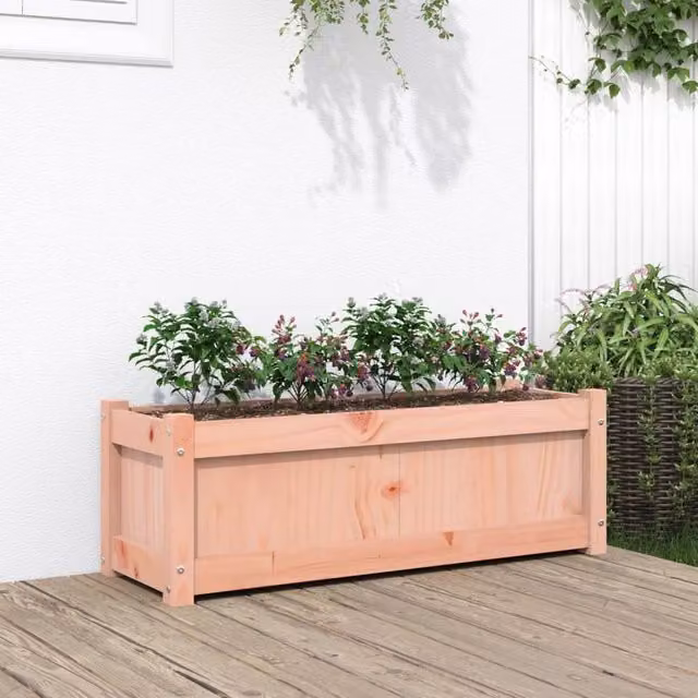 Berkfield Home Brown Solid Wood Douglas Garden Planter W: 90 cm, D: 31 cm, H: 31 cm