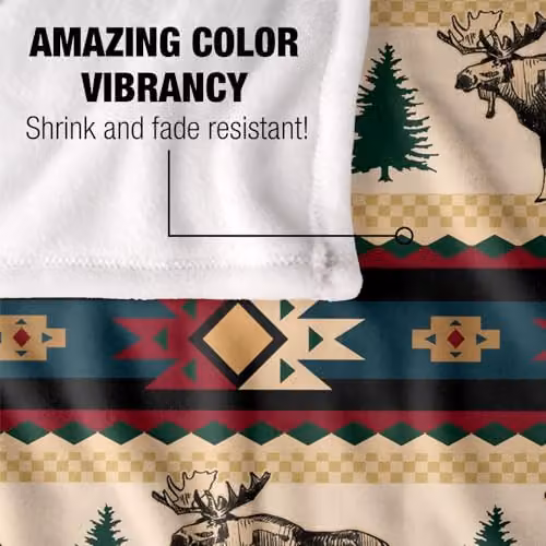 JQ Licensing Southwest Moose Silky Touch Super Soft Fleece Throw Blanket, Multicolour, W/D/H: 91 x 147 cm – 3