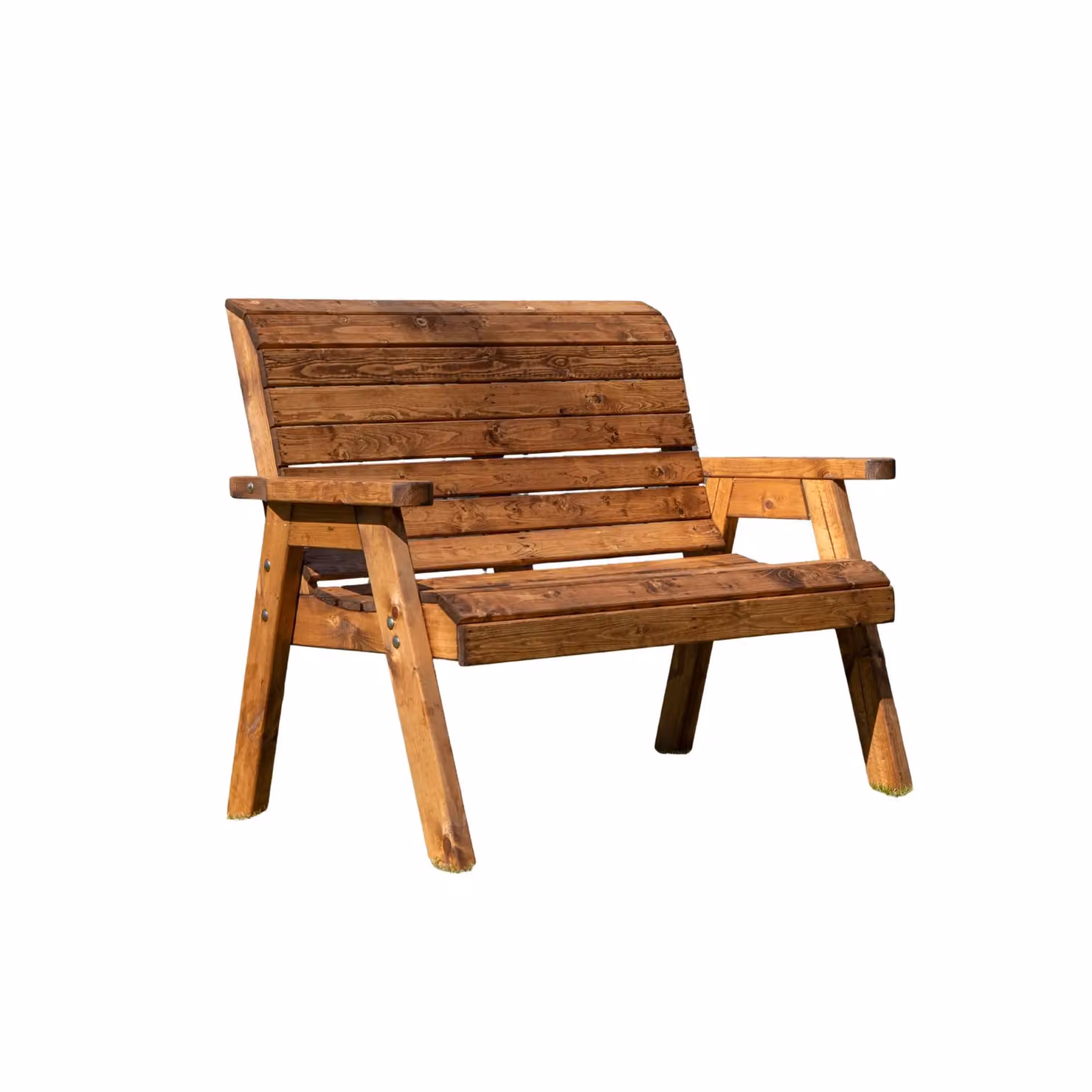 Samuel Alexander Charles Taylor Hand Made Traditional 2 Seater Chunky Rustic Wooden Garden Bench in Brown – 5