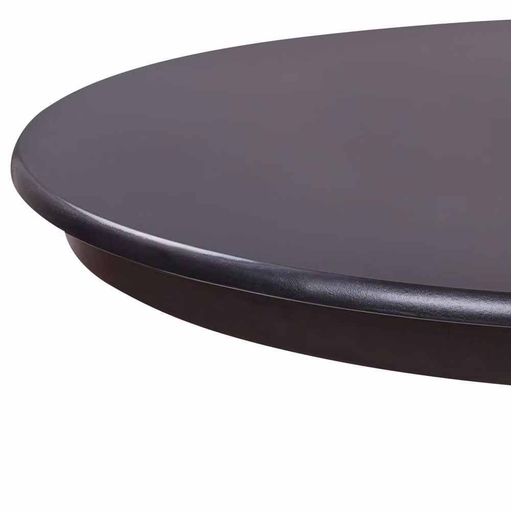 Wyld and Coco Black Vintage Round Rubberwood Dining Table, Diameter: 100 cm, Height: 75 cm – 3