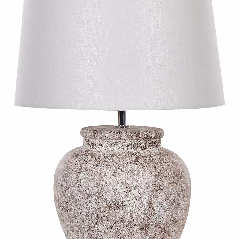 Wyld and Coco Beige Ceramic Table Lamp with White Fabric Shade, Height: 50 cm – 2