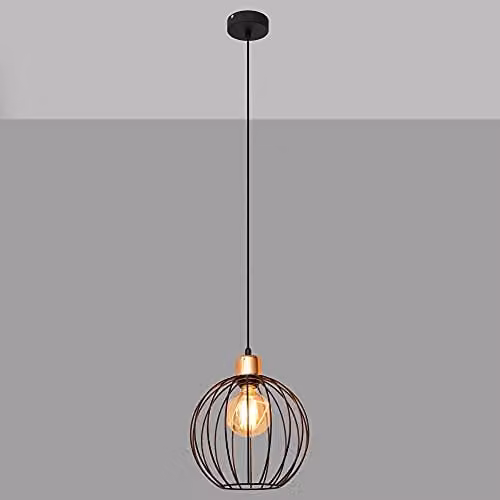 Netlighting Helam Mercure Wire Frame Pendant Ceiling Light in Black and Copper, Diameter: 24 cm – 2