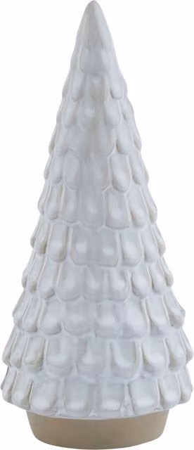 Love Lace Snowy Ceramic Spruce Tabletop Christmas Tree in White