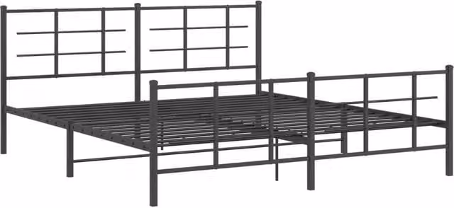 Berkfield Home Metal Bed Frame with Footboard, Black, W/D/H: 183 x 90 x 187 cm