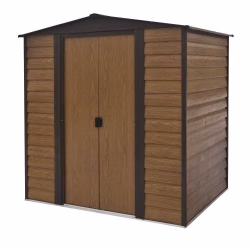 Rowlinsons Woodvale Metal Gable Shed in Brown, W: 194 cm, D: 151 cm, H: 201 cm – 1