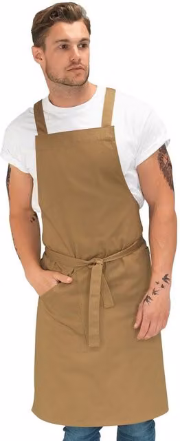 Le Chef Crossover Bib Apron in Beige – 1