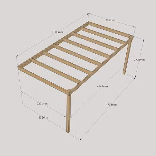 Buttercup Farm Wall Mounted Wood Box Pergola Climbing Frame in Green and Brown, W: 480 cm, D: 240 cm, H: 270 cm – 2