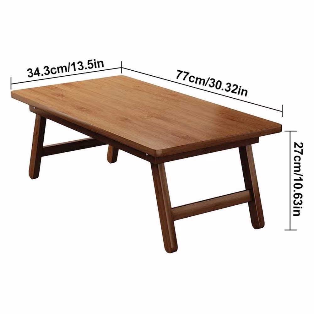 EONLION Brown Bamboo Folding Coffee and Tea Table, W/D/H: 77 x 34.3 x 27 cm – 2