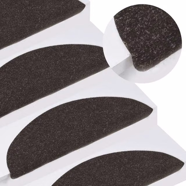 Berkfield Home Self-adhesive Stair Mats, 10 Pack, Black, W: 56 cm, D: 30 cm, H: 3 cm – 1