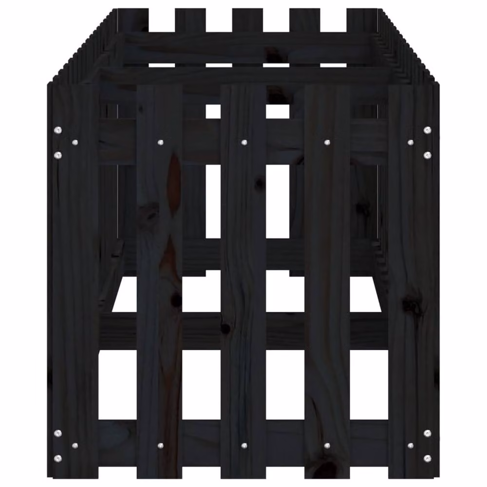Berkfield Home Wooden Raised Bed with Fence Design in Black, W/D/H: 200 x 50 x 50 cm – 4