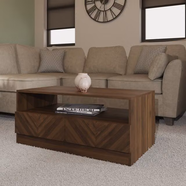 GFW Catania Modern Rectangular Coffee Table in Brown Oak Wood