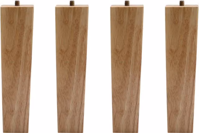 Livingandhome Set of 4 Square Wooden Table Legs in Natural Lacquer Brown and Yellow