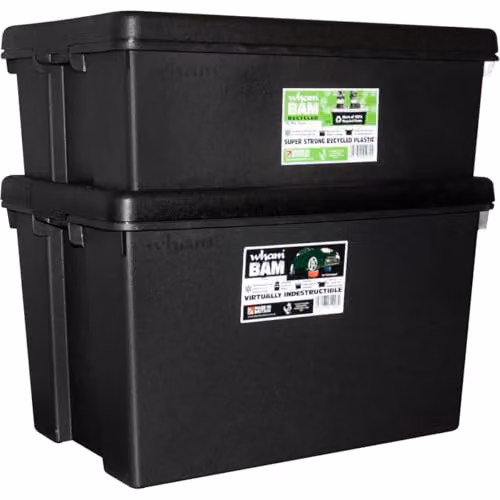 Wham Bam Recycled Plastic Storage Box with Lid, Black, 36L – 2