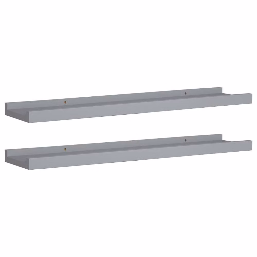 Berkfield Home Picture Frame Ledge Shelves, 2 Pack, Grey MDF, W: 60 cm, D: 9 cm, H: 3 cm – 3