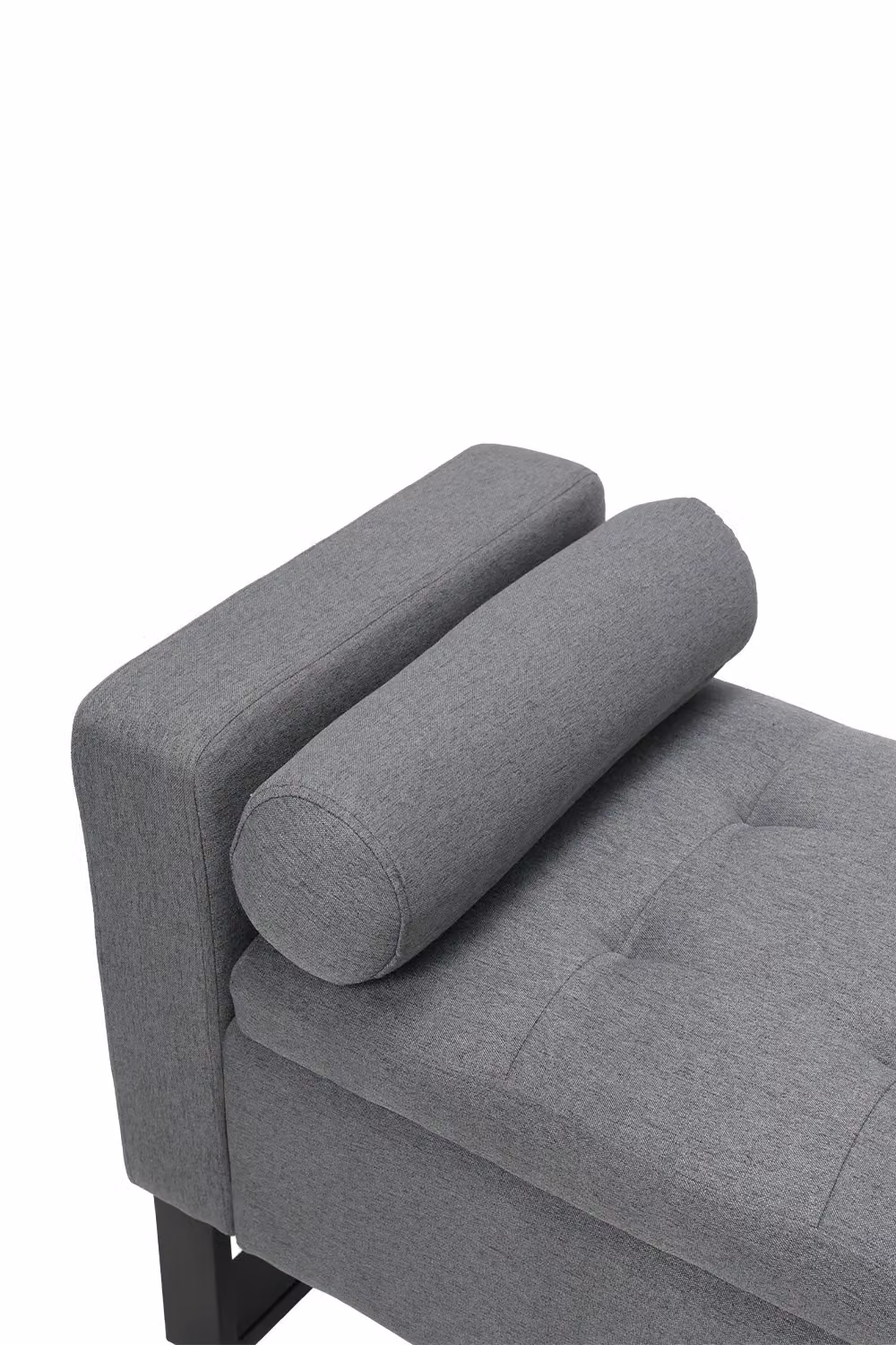 Living and Home Linen Upholstered Storage Bench in Grey – 3