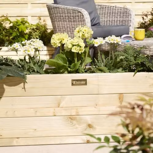 Rowlinson Marberry Trough Planter in Brown Wood, W: 180 cm, D: 30 cm, H: 30 cm – 2