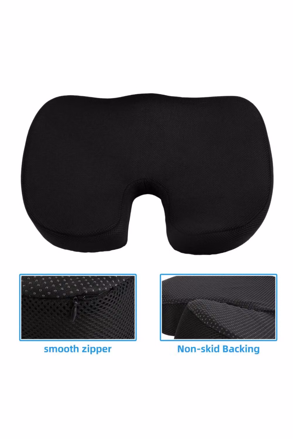 KDMD Black Memory Foam U-Shaped Coccyx Seat Cushion with Breathable Removable Washable Cover – 2