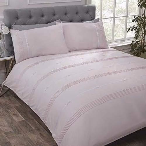 Rapport Home Clarissa Polycotton Duvet Cover and Pillowcase Set in Pink, W/D/H: 240 x 220 cm