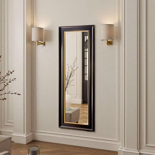 Yearn Georgian Tall Bevelled Wall Mirror in Black