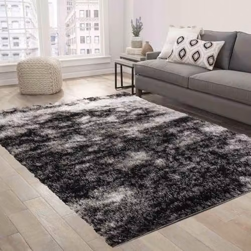 Serdim Rugs Abstract Modern Grey Polyester Hallway Runner Rug, W: 60 cm, L: 220 cm – 3