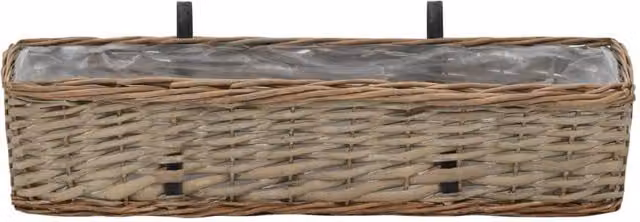 Berkfield Home Traditional Wicker Balcony Planter with PE Lining, 2 Pack, Brown, 60 cm