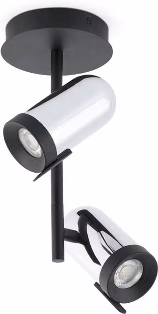 Netlighting Orleans 2 Light Adjustable Surface Mounted Spotlight in Grey with Chrome and Black Accents, GU10 – 1