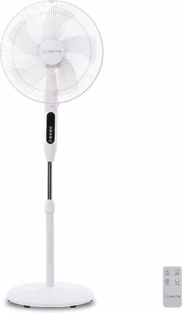 Climatik White Pedestal Fan with Remote Control, Timer and Oscillation Function