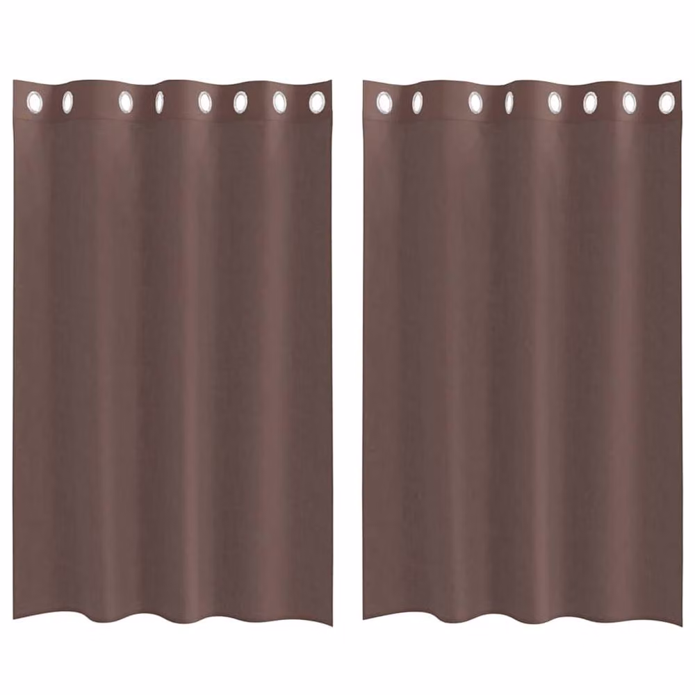 Berkfield Home Brown Voile Fabric Panel Curtains with Eyelets, 2 Pack, W: 140 cm, H: 175 cm – 3