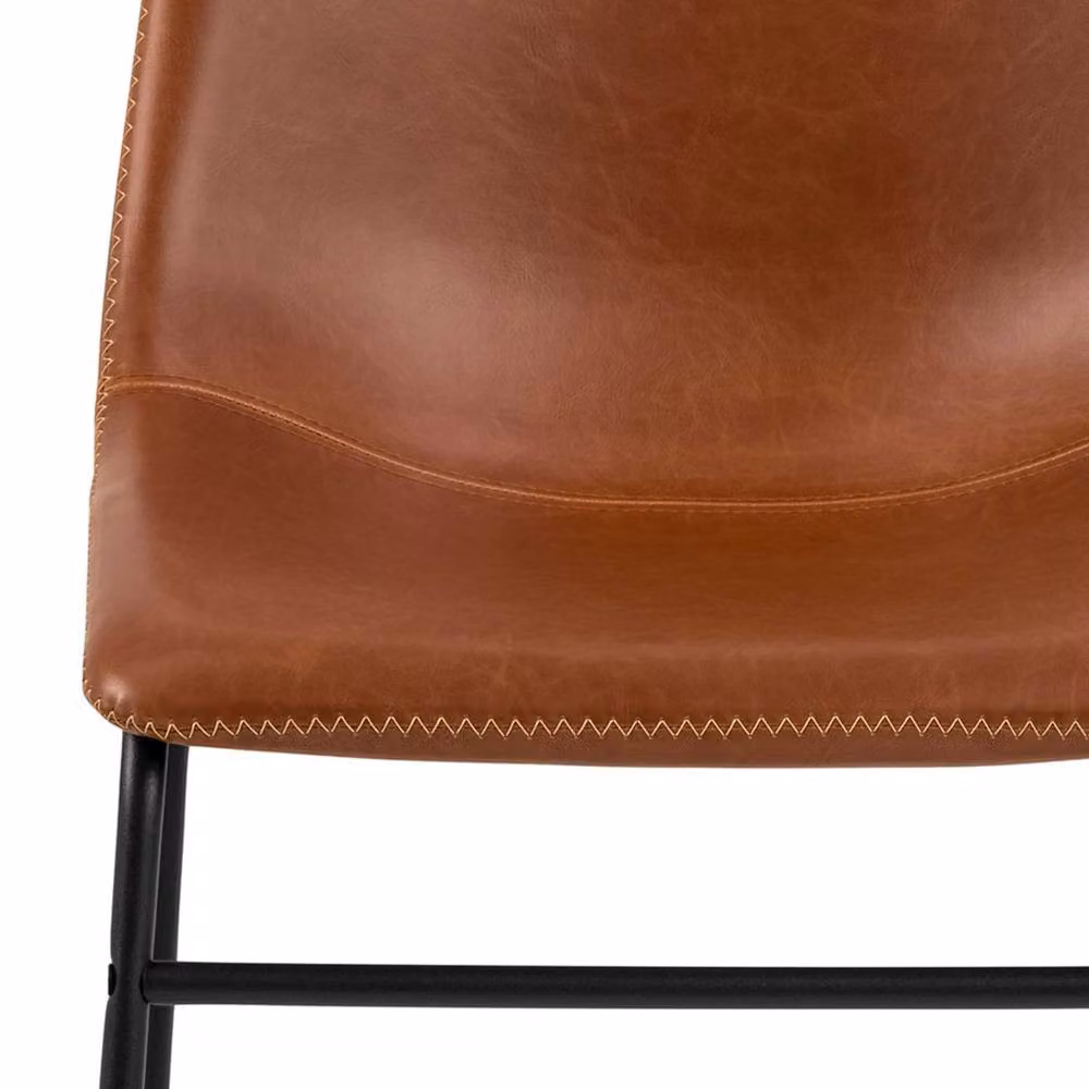 Wyld Haus Set of 2 Bogense Dining Chairs in Tan Faux Leather with Black Metal Cantilever Base – 5