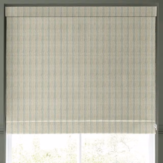 Emily Bond George Stripe Blackout Made to Measure Roman Blind in Green