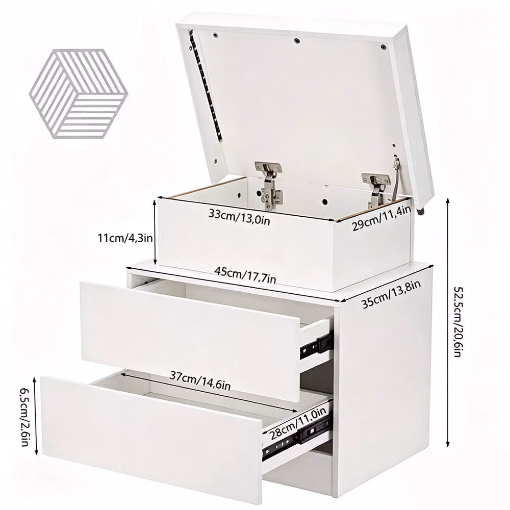 FORGEVIO White High Gloss LED Bedside Cabinet with 3 Drawers – 2