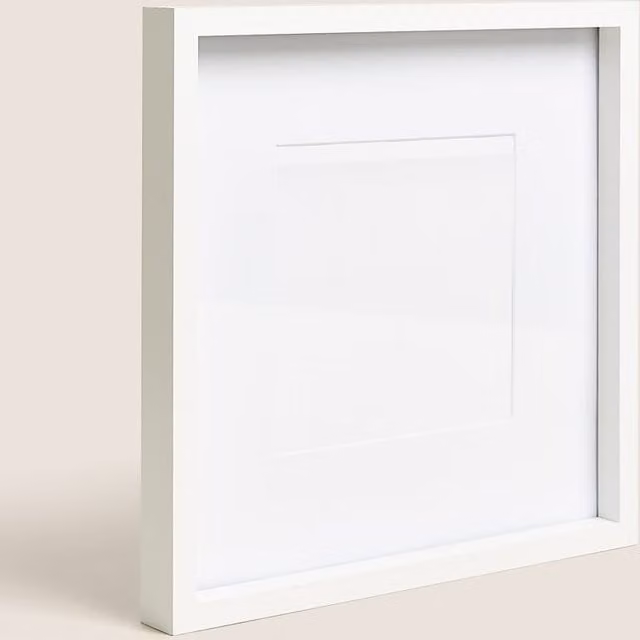 M&S Modern Square Single Wood Photo Frame, White, W/H: 15.24 x 15.24 cm