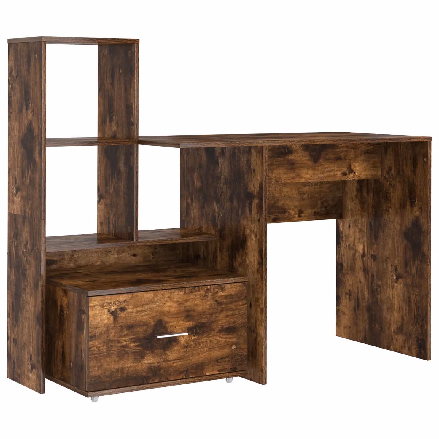 Berkfield Home Writing Desk with Drawer and Shelf in Smoked Oak Brown, W/D/H: 131.5 x 50 x 106.5 cm – 2