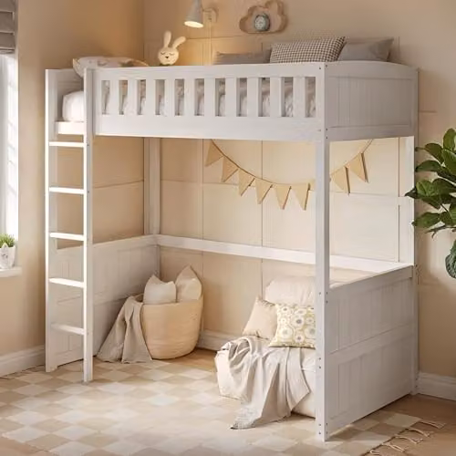 Flair Furnishings Flair Bea Single High Sleeper Bed in White, Solid Rubberwood