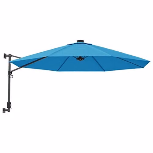 vidaXL Wall-mounted Parasol with LEDs in Blue, 290 cm – 1