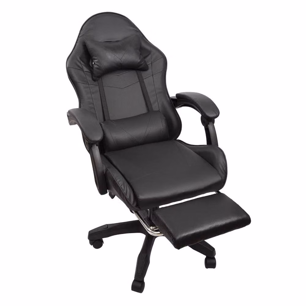 EONLION Black Synthetic Leather Gaming Chair with Headrest and Armrests – 3