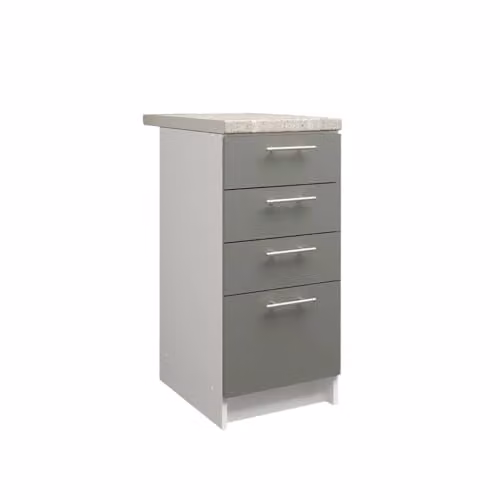 JD Greta Grey Matt Kitchen Drawer Base Cabinet Floor Unit with 38mm Worktop, Height: 40 cm – 1