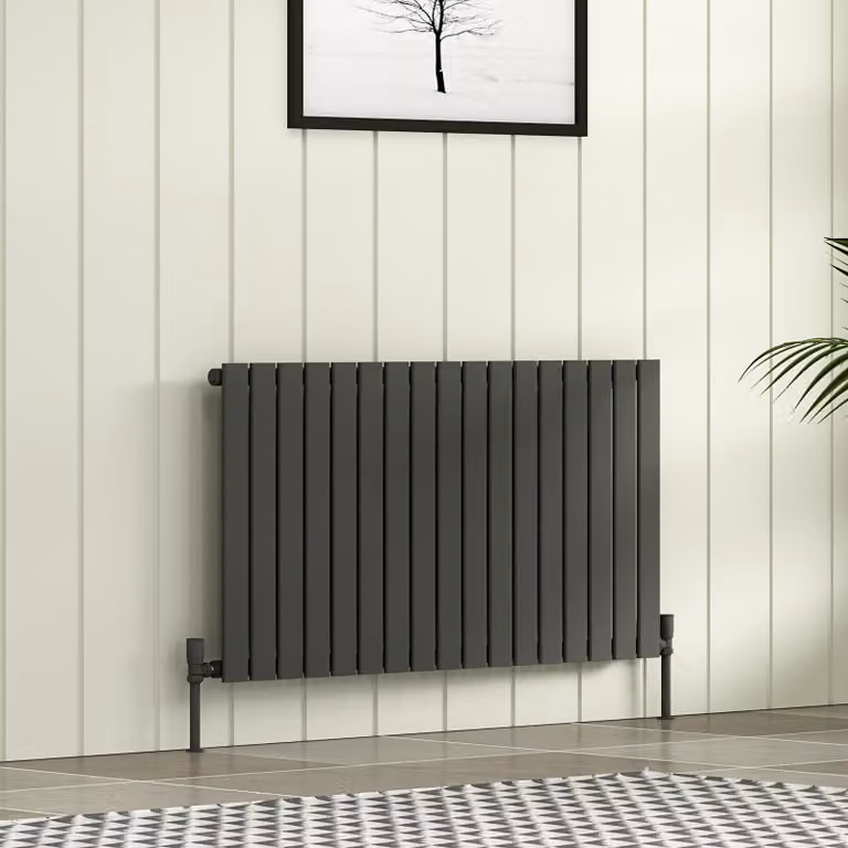 Fluxx Anthracite Single Flat Panel Horizontal Designer Radiator W: 1156 mm, H: 600 mm