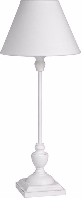 Hill Interiors Symi Slim Table Lamp in White and Wood, H 45 cm x W 22 cm x D 22 cm