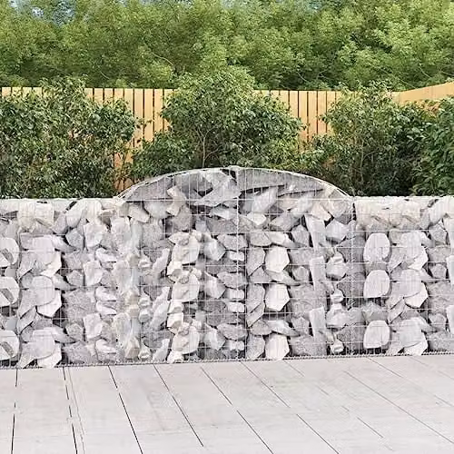 vidaXL Arched Gabion Baskets, 12 Piece Set of Galvanised Steel Wire Cages for Garden Retaining Walls and Landscape Fencing, Silver, W/D/H: 120 x 30 x 30 cm – 2