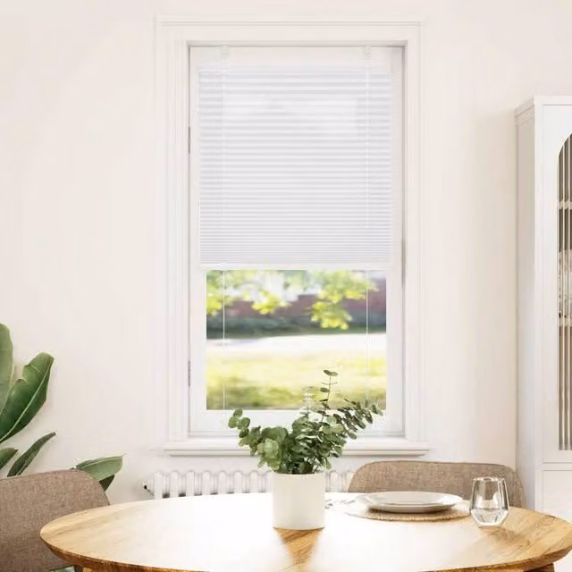 Berkfield Home Single Pleat Corded Blind in White Polyester, W: 59.4 cm, H: 100 cm