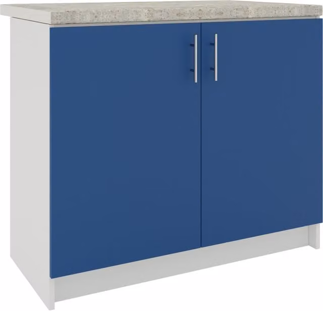 JD Greta Kitchen Sink Unit with Composite Worktop, White Matt and Navy Matt Cabinet, Height: 1000 mm