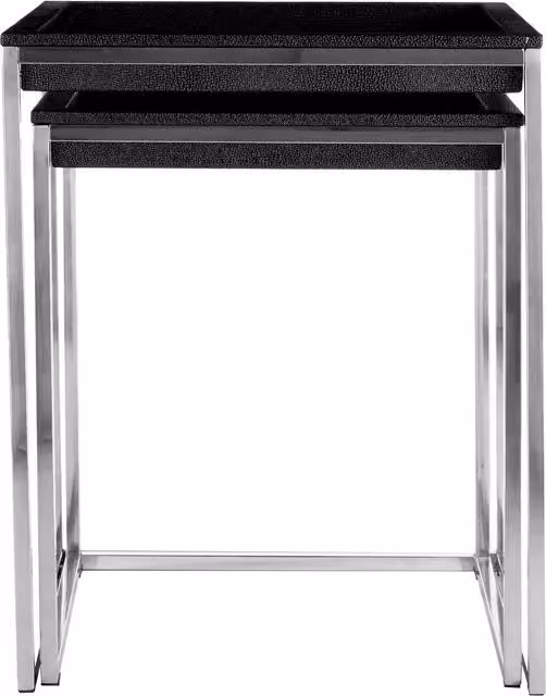 Orsina Pacific Nest of 2 Faux Skin Tables in Black and Silver – 1