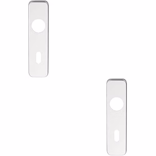 Loops 2 Pack Door Handle Lock Backplates for Safety Levers in Brushed Silver Aluminium, W: 154 mm, H: 40 mm