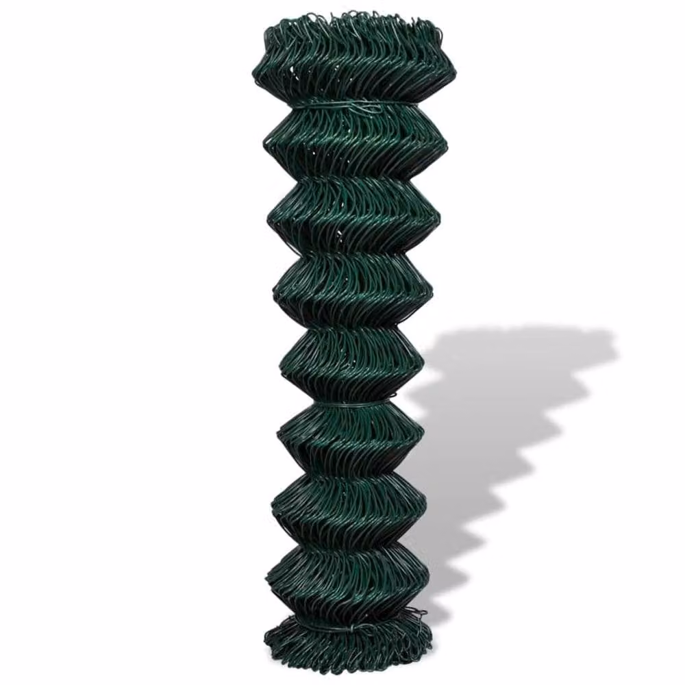 Berkfield Home Green PVC Coated Steel Chain Link Fence, 1.5 x 15 m – 2