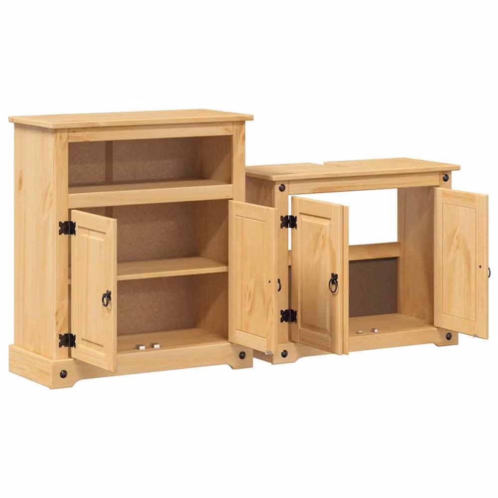 Berkfield Home Corona 2 Piece Bathroom Furniture Set in Beige Waxed Solid Pine – 2