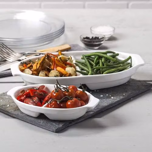 WM Bartleet & Sons 1750 White Porcelain Divided Serving Dish Set of 2 – 5