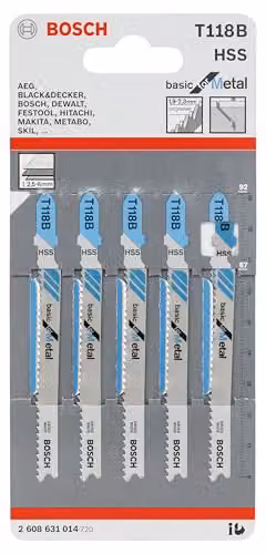 Bosch T 118 B Basic HSS Metal Jigsaw Blades, Silver, Pack of 5 – 2